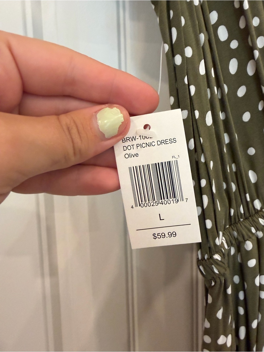 Beyond The Radar Olive Polka Dot High-Low Dress - Picture 5 of 7